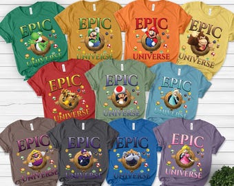 Super Mario Epic Universe Familienreise Shirt,Super Mario Charakter Shirt,Super Mario Geburtstagsparty Shirt,Mario & Freund Party Shirt