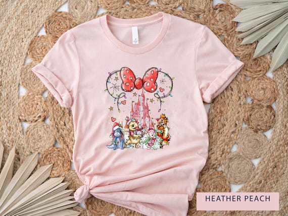 Winnie The Pooh Christmas Lights Shirt, Pooh bear and Friends Xmas Tee, Disney Castle Girl Tee, Eeyore Tigger Piglet Gifts