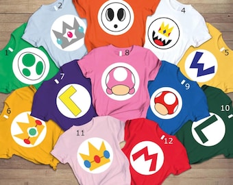 Super Mario Family Shirt: Character Logo Birthday Party Tee