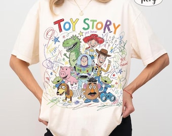 Disney Toy Story Kids Comfort Colors Shirt , Childlike Drawing Woody Buzz Tee, You've Got a Friend in Me Pixar Top, Family Trip 2026 Shirt