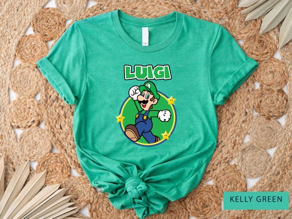 Super Mario Luigi Shirt,Super Mario Character Shirt,Luigi Birthday Party Shirt,Mario & Friends Party Shirt,Personalized Luigi Shirt