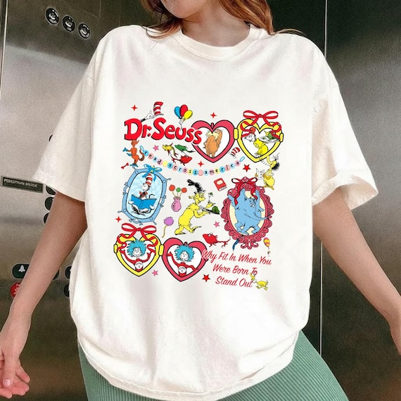 Read Across America T-shirt,Reading Day Shirt,Reading Friends Tee,Coquette Cartoon,Cat In The Hat,Cute Animal Book Characters Shirt For Kids