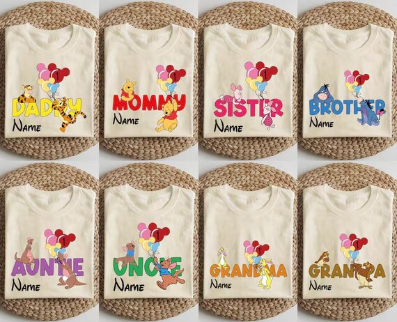 Winnie The Pooh Birthday Shirt, Disney Family Birthday T-Shirt, Winnie & Co Shirt, Custom Pooh Birthday Shirt, Pooh Birthday Party T-Shirt