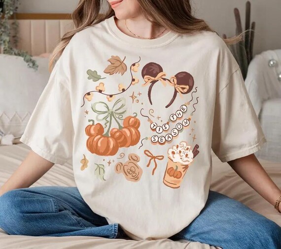 Tis The Season Shirt Coquette Bow Disney Castle Halloween Shirt Disney Fall Sweatshirt Mickey Pumpkin Shirt, Disney Family Halloween Shirts