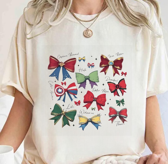 Super Heroes Inspired Coquette Bow Shirt, Super Heroes Coquette Shirt, Marvel Super Hero Coquette Tee, Disney Marvel Family Matching Shirt