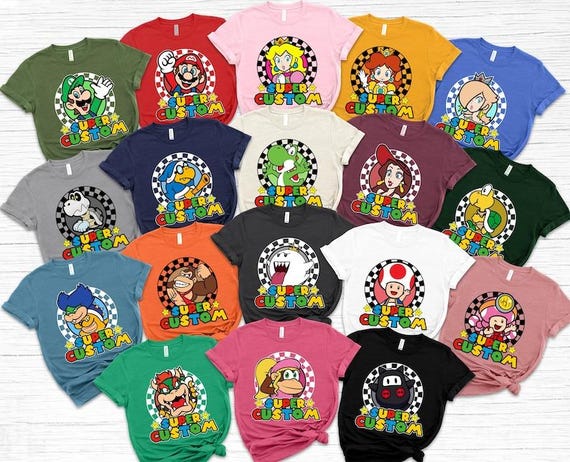 Custom Super Mario Character Shirt, Super Mario Family Shirt, Mario Party Shirt, Super Mario Birthday Party Shirt,Mario & Friend Party Shirt