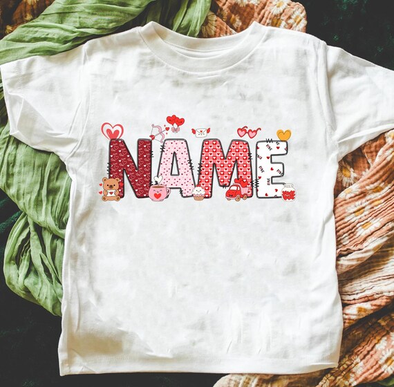 Personalized Alphabet Name Valentines Shirt, Valentines Custom Name Shirt, Valentine Letter Name Tee for Boys Girls, Gift for Daughter