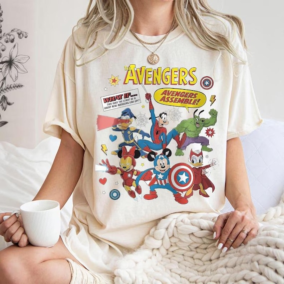 Mickey & Friends Avengers Shirt, Comic Book Superhero Shirt, Disney Signatures Artwork Shirt, Family Vacation Shirt, Kids Adults Shirt