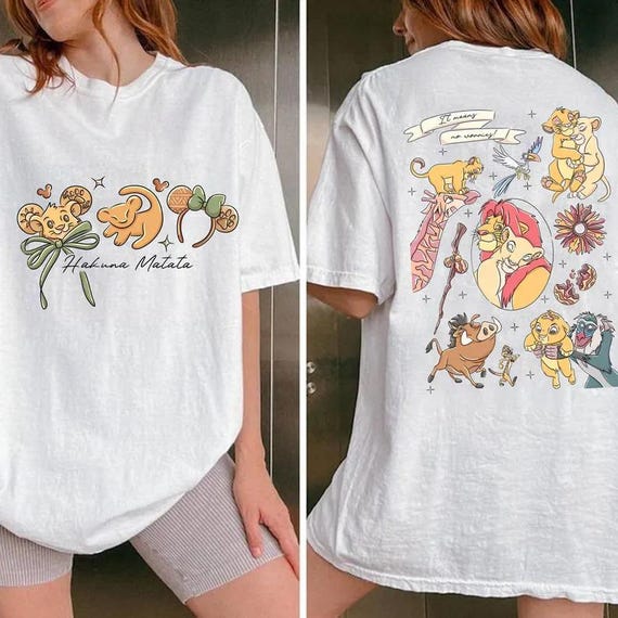 Disney Hakuna Matata Shirt, Vintage Lion King Tee, Disney Animal Kingdom Shirt, Simba Timon Pumbaa Family Trip Top Q0229