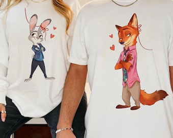 Disney Zootopia 2 Judy Hopps och Nick Wilde-tröja, söt räv- och kaninpar-tröja för alla hjärtans dag, roliga Disney-par-matchande resor-outfits