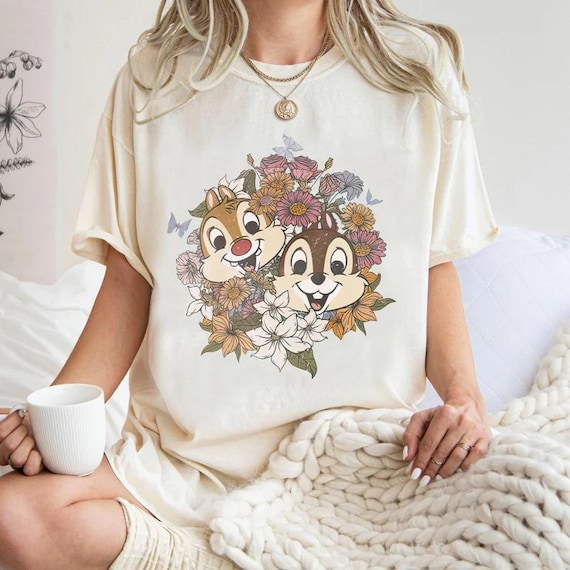 Chip And Dale Shirt, Disney Floral Chip And Dale T-shirt, Disney Vacation Gifts Tee, Funny Magic Kingdom, Disney Family Trip