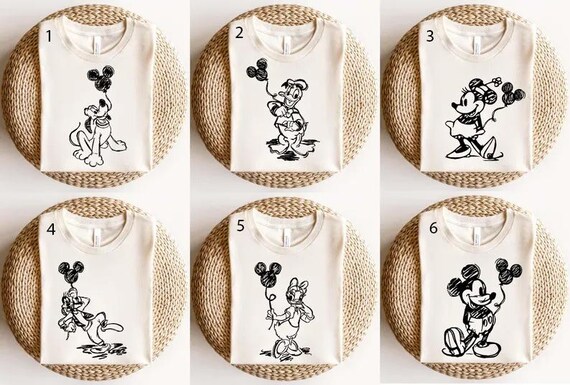 Disney Family T-shirt, Disney Sketch Shirt, Mickey, Minnie, Daisy, Donald, Goofy, Pluto Sketch Shirt,  Disney Trip Shirt, Sketch Shirt