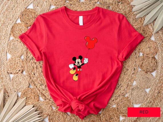 Custom Kid Name Age Mickey Mouse With Balloon Comfort Colors Shirt, Cute Disney T-shirt, Personalized Birthday Gift, Disneyland 2024 Family