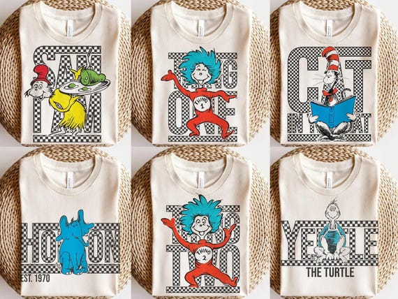 Dr.Seuss Character Shirt, Reading Day T-shirt, Read Across Shirt, Cat In The Hat Kids Toddler Adult Shirt,Reading Week Matching Shirt