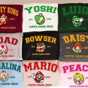 Super Mario Familie Shirt,Super Mario Charakter Shirt,Super Mario Geburtstagsparty Shirt,Mario & Freunde Party Shirt,Super Mario Sweatshirt