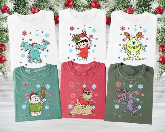 Disney Monsters Inc Group Christmas Lights Shirt, Monster Inc Christmas Shirt, Monsters University, Mickey's Very Merry Shirt, Disney Squad