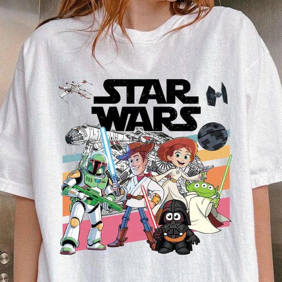 Toy Story Star Wars Characters Shirt, Vintage Disney Star Wars Shirt, Pixar Woody Jessie Yoda Shirt, Disneyland Family Matching Vacation Tee
