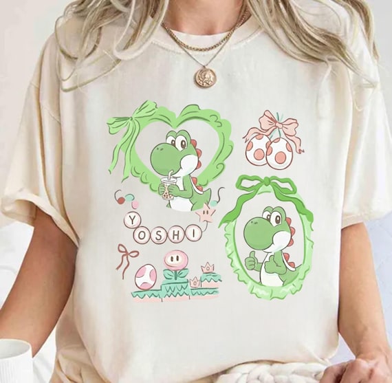 Super Mario Yoshi Coquette Bow Shirt: Nintendo Watercolor Tee
