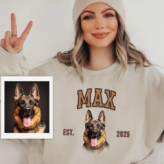 Personalized Dog Est Sweatshirt, Custom Dog Sweatshirt with Name, Christmas Gift, Dog Dad Gift for Pet Gift for Him, Pet Lovers, Dog Mom