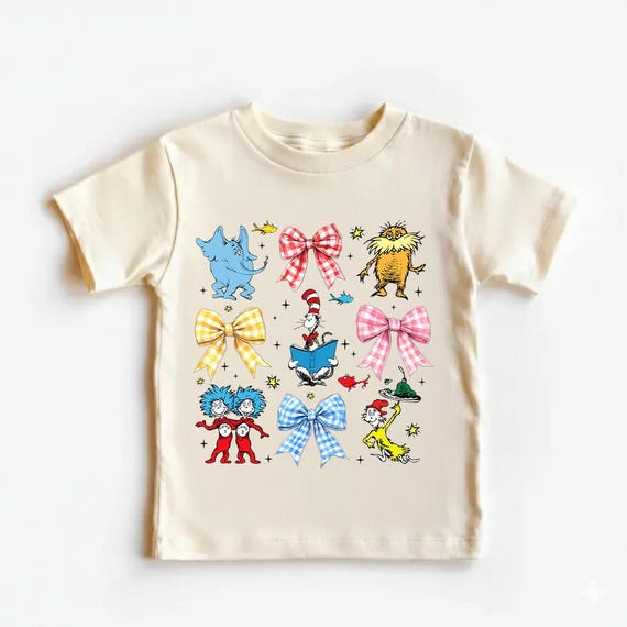 Read Across America T-shirt,Reading Day Shirt,Reading Friends Tee,Coquette Cartoon,Cat In The Hat,Cute Animal Book Characters Shirt For Kids