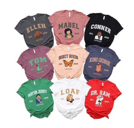 Disney Hoppers Character Shirt, Disney Family Matching, Disneyland Shirt, Disneyworld Vacation, Mabel, Ellen Bear, Tom Lizard