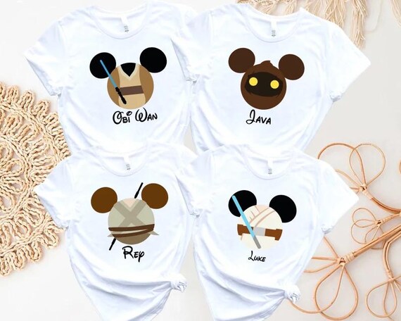 Star Wars Characters Head Shirts, Disney Star Wars Custom Party Characters, Star Wars Mickey Ears Group Shirts, Disney Family Trip Shirts