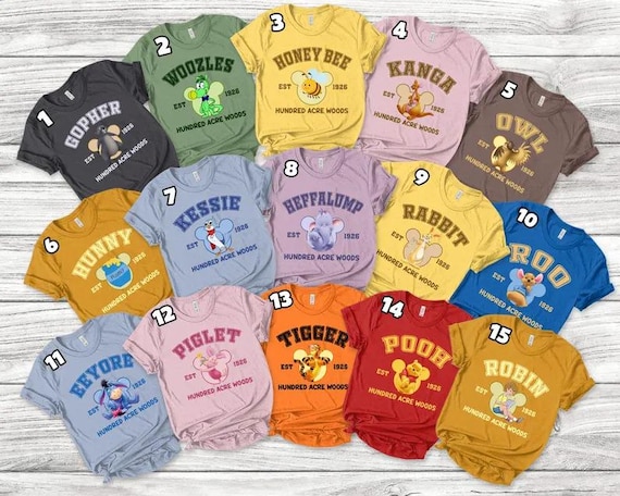 Winnie the Pooh Varsity Shirt, Tigger, Piglet, Eeeyore, Roo, Lumpy, Rabbit, Disneyland Trip Shirt, Disney Family Trip Shirts, Pooh Fan Gift