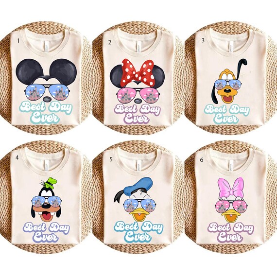 Disney Characters Best Day Ever Shirts, Disney Mickey & Friends Pluto Goofy Matching Tee, Disneyland Family Vacation 2024 Trip Shirt