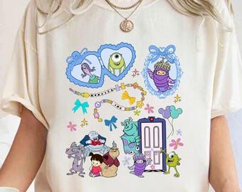 Coquette Bow Monsters Inc Sulley and Boo Shirt, Disney Monsters Inc Characters Shirt, Monster Shirt, Mike Wazowski Sully Boo Monsters Group