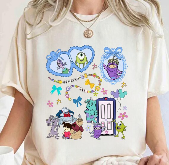Coquette Bow Monsters Inc Sulley and Boo Shirt, Disney Monsters Inc Characters Shirt, Monster Shirt, Mike Wazowski Sully Boo Monsters Group
