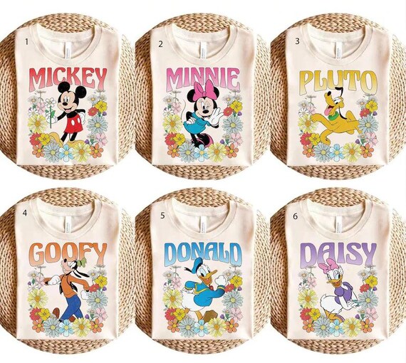 Mickey And Friends Floral Sweatshirt And Shirt,Mickey Floral Shirt,Donald Daisy Goofy Pluto,Disney Family Shirt,Disney Group Matching Shirt