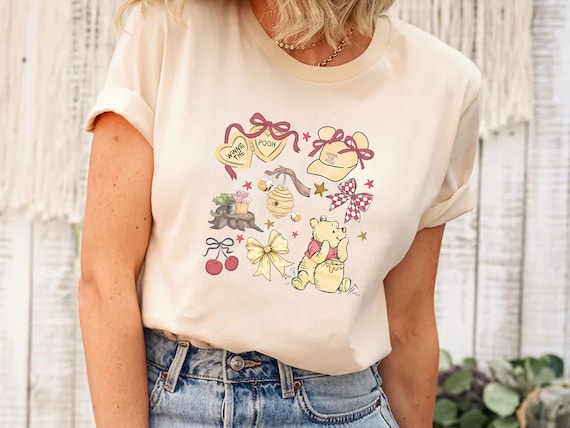 Coquette Winnie The Pooh Shirt, Retro Pooh Bear & Friends Tee, Disney Family Trip 2025 T-Shirt, Cute Disneyworld Pooh Shirt
