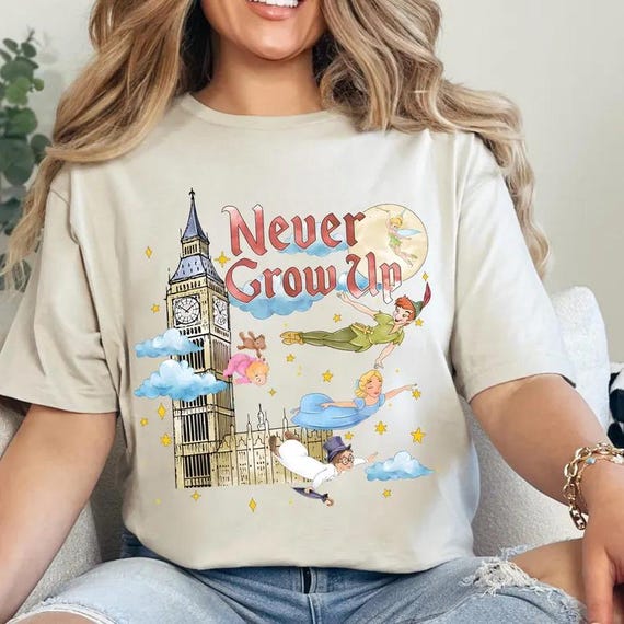 Never Grow Up Shirt, Peter Pan Shirt, Matching Disney Shirts, Group Disney Shirts,  Wendy Captain Hook Mr. Smee Tick-Tock Tinker Bell Shirt