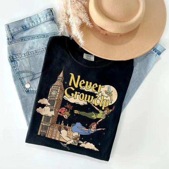 Never Grow Up Shirt, Peter Pan Shirt, Matching Disney Shirts, Group Disney Shirts,  Wendy Captain Hook Mr. Smee Tick-Tock Tinker Bell Shirt