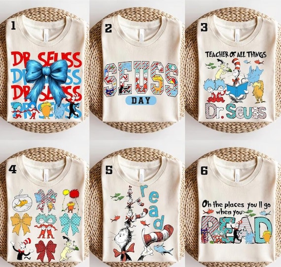 Read Across America T-shirt,Reading Day Shirt,Reading Friends Tee,Coquette Cartoon,Cat In The Hat,Cute Animal Book Characters Shirt For Kids