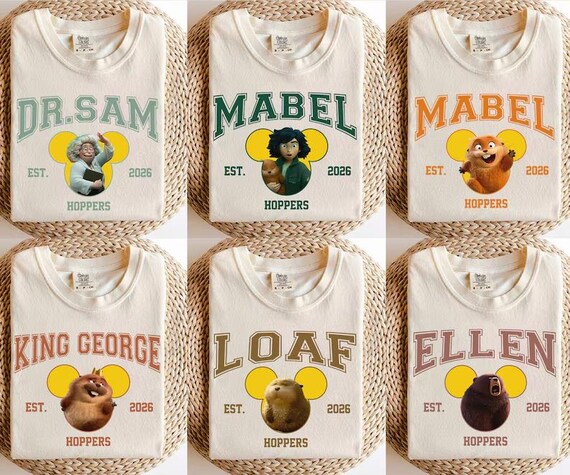 Disney Hoppers Character Shirt, Disney Family Matching, Disneyland Shirt, Disneyworld Vacation, Mabel, Ellen Bear, Tom Lizard