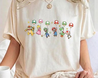 Super Mario Galaxy Balloons Shirt, Super Mario Family Shirt, Mario Party Shirt, Super Mario Party Shirt, Mario & Friend Shirt