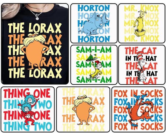 Dr.Seuss Character Shirt, Reading Day T-shirt, Read Across Shirt, Cat In The Hat Kids Toddler Adult Shirt,Reading Week Matching Shirt