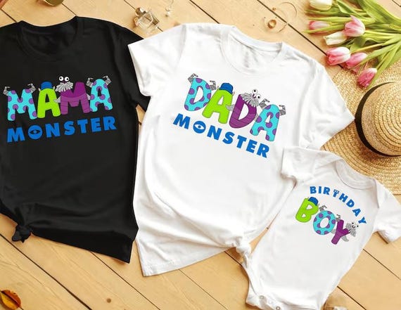 Monster Inc Custom Name Family Shirt,Monster Character Shirt,Monster World Birthday Party Shirt,Monster Inc Party Shirt,Personalized Shirt