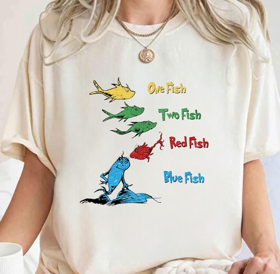 One Fish Two Fish Read Across America T-shirt,Reading Day Shirt,Reading Friends Tee,,Cat In The Hat,Cute Animal Book Characters Shirt For