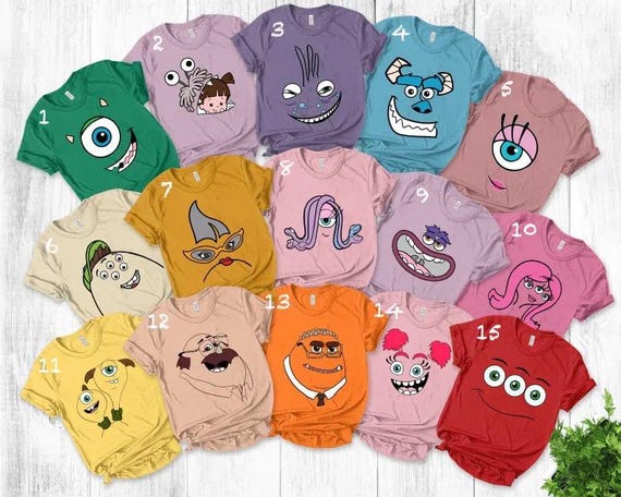 Monster Inc Face Family Shirt,Disney Monsters Inc Characters Matching Shirt,Disney Family Trip Shirt,Monster Inc Party Shirt