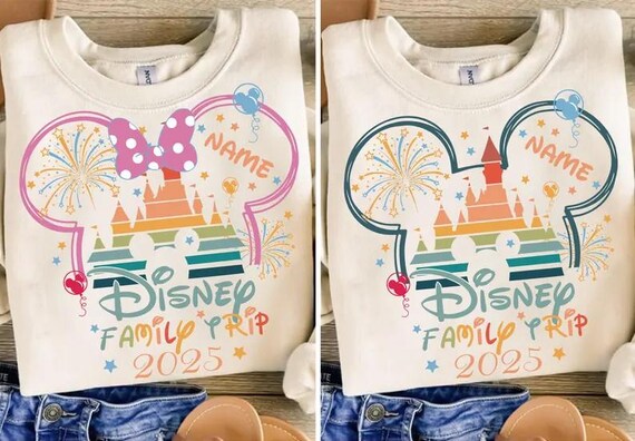 Custom Disney 2025 Family Matching Shirt with Names, Personalized Disney Trip Shirt, Disney Castle Mickey Minnie Shirt, Disney Vacation Tee