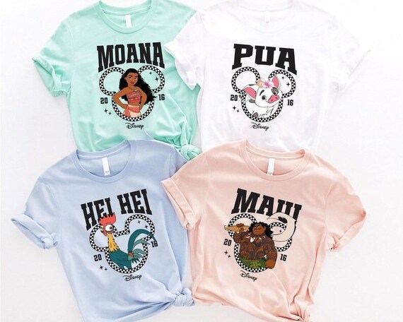 Disney Princess Moana Characters Shirt, Disney Shirt, Moana Hei Hei Pua Maui Family Shirt, Disney Trip Matching T-shirt