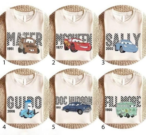 Disney Cars All Character Checkerboard  Shirt,Lightening McQueen Shirt, Cars Sally Shirt, Disney Family Trip Shirt, Disneyland Vacation Tee
