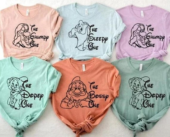 Seven Dwarfs Shirt, Snow White Group Tee, 7 Dwarfs Matching Outfit, Disney Family Vacation Shirt, Fairy Tale Character T-Shirt,Cute Gift Tee