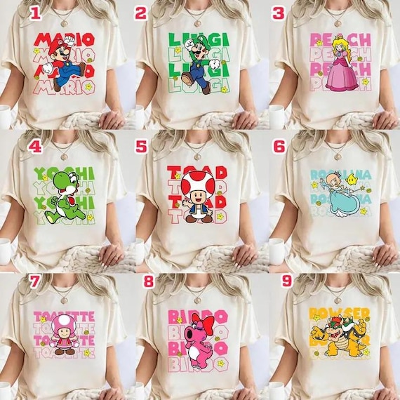 Super Mario Character Shirt, Super Mario Family Shirt, Mario Party Shirt, Super Mario Birthday Party Shirt,Mario & Friend Party Shirt