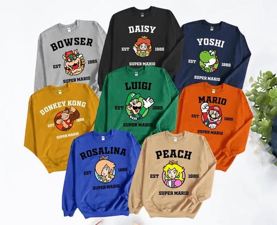 Super Mario Family Shirt,Christmas Party Mario Shirt,Super Mario Character Shirt,Super Mario Birthday Party Shirt,Mario & Friend Party Shirt