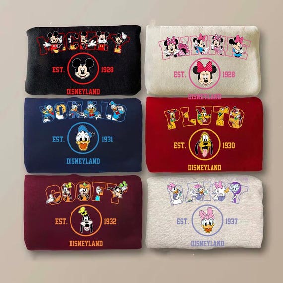 Disney  Mickey & Friends Est Sweatshirt, Mickey Mouse Checkered Tee, Minnie Daisy Bestie, Disneyland Family Matching Trip