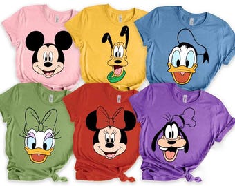 Disney Mickey and Friends Group Big Face Halloween Tee, Disney Mickey Minnie Donald Goofy Portrait Shirt, Disneyland Family Matching Shirt