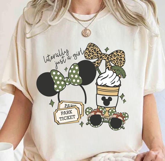 Disney Coquette Bow Literally Just A Girl Shirt, Disneyland Girl's Trip Shirt, Disneyland Mickey Minnie Ears Park Trip Shirt, Animal Kingdom